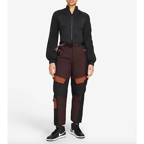 NEW Nike Jordan Womens Pants Medium Brown Black Nylon Utility DJ2731 203 loose f - Picture 1 of 9